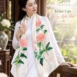 Khăn Lụa Quà Tặng Vẽ Tay Mẫu Đơn SenSilk - 100% Mulberry Silk
