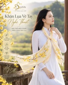 Art of Silk – Khăn Lụa Tơ Tằm Vẽ Tay Hoa Mai Limited | SenSilk