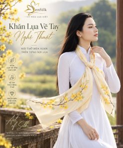 Art of Silk – Khăn Lụa Tơ Tằm Vẽ Tay Hoa Mai Limited | SenSilk