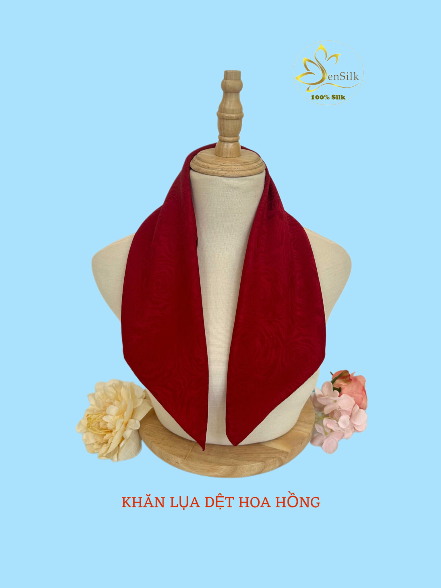 Khăn Choàng Lụa Vuông Dệt Họa Tiết SenSilk 55x55cm - Phụ Kiện Thời Trang Hot Trend