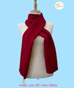 Patterned Woven Silk Scarf - SenSilk - Khăn Lụa Dệt Hoa Hồng