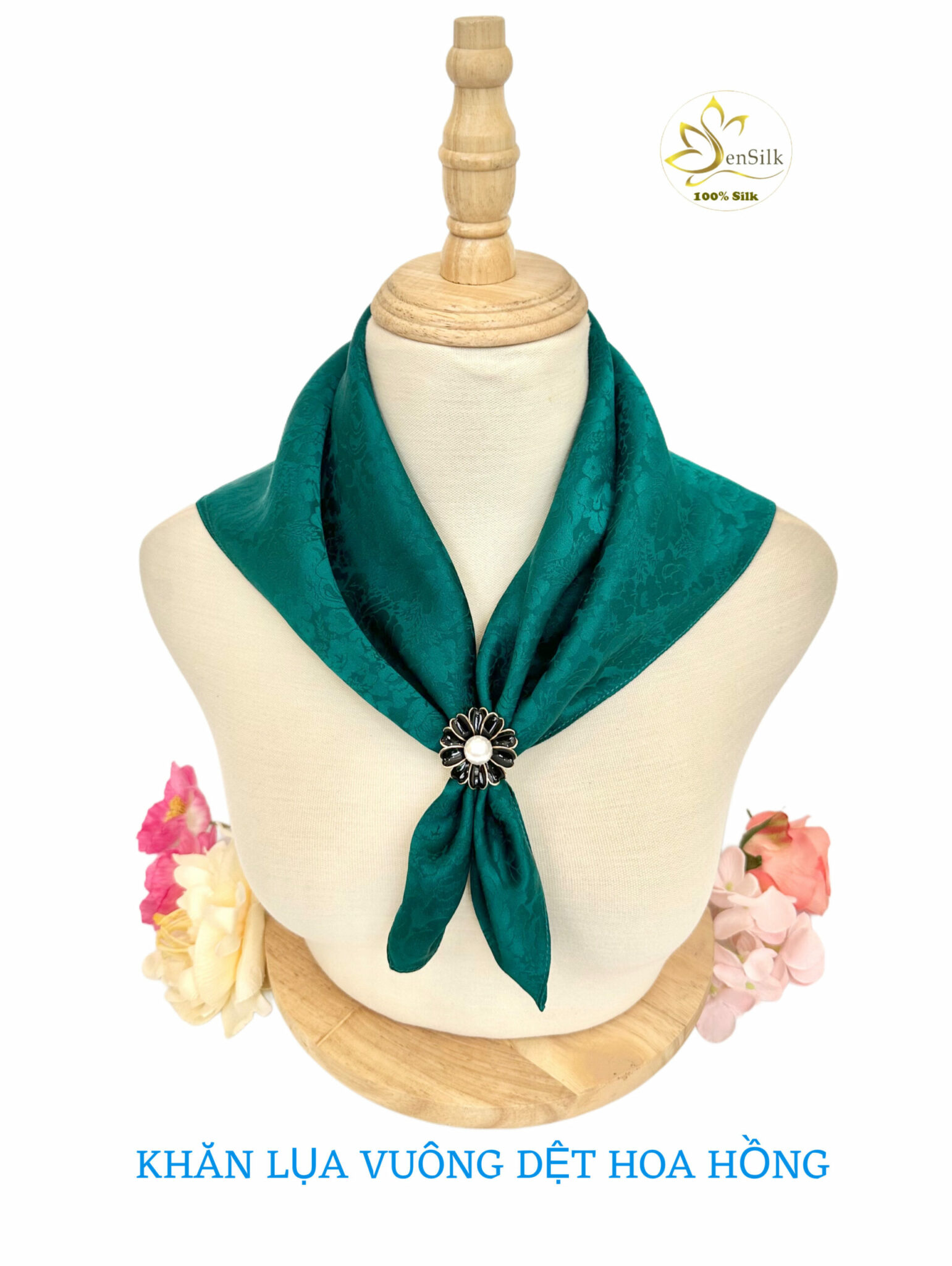 Khăn Lụa Vuông Dệt Họa Tiết SenSilk - Trend Khăn Quà Tặng 2024