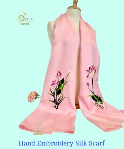 Khăn Lụa Tơ Tằm Thêu Thủ Công Hoa Sen SenSilk
