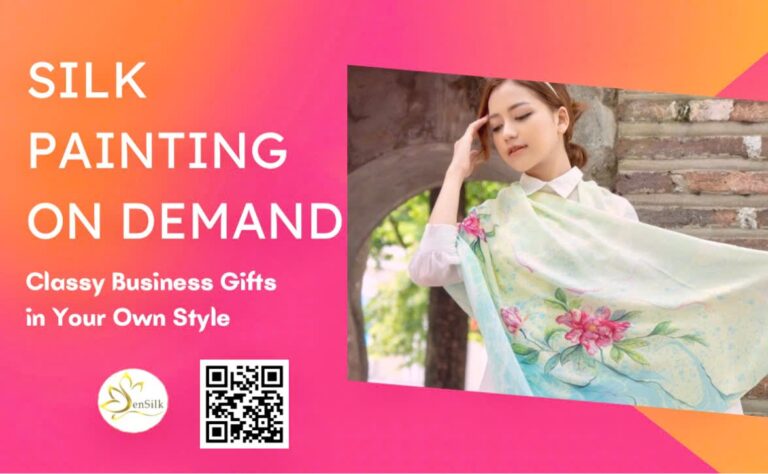 Khăn Lụa Vẽ Tay Theo Yêu Cầu SenSilk – Quà Tặng Doanh Nghiệp Đẳng Cấp, Sang Trọng