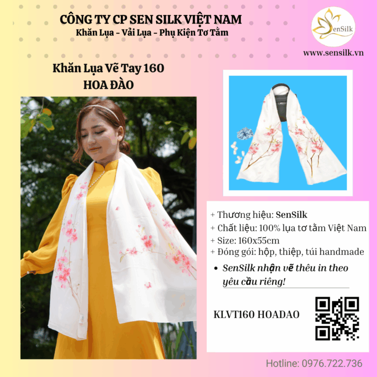 🌸 HOA ĐÀO – NÉT ĐẸP THANH KHIẾT TRÊN LỤA VẼ TAY 🌸