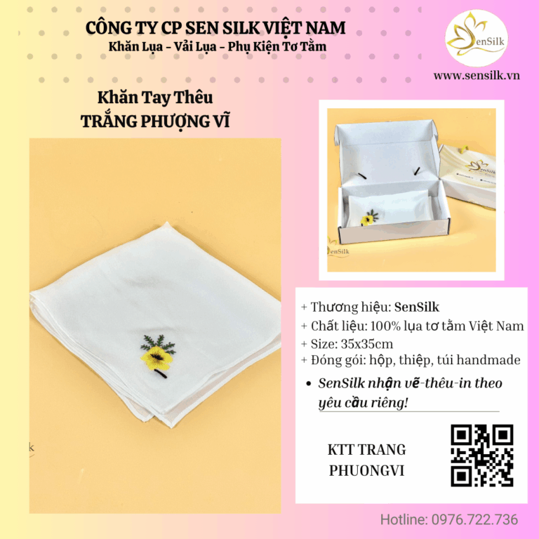 🔥 KHĂN TAY THÊU HOA PHƯỢNG VĨ – THANH XUÂN RỰC RỠ TRÊN TỪNG ĐƯỜNG CHỈ