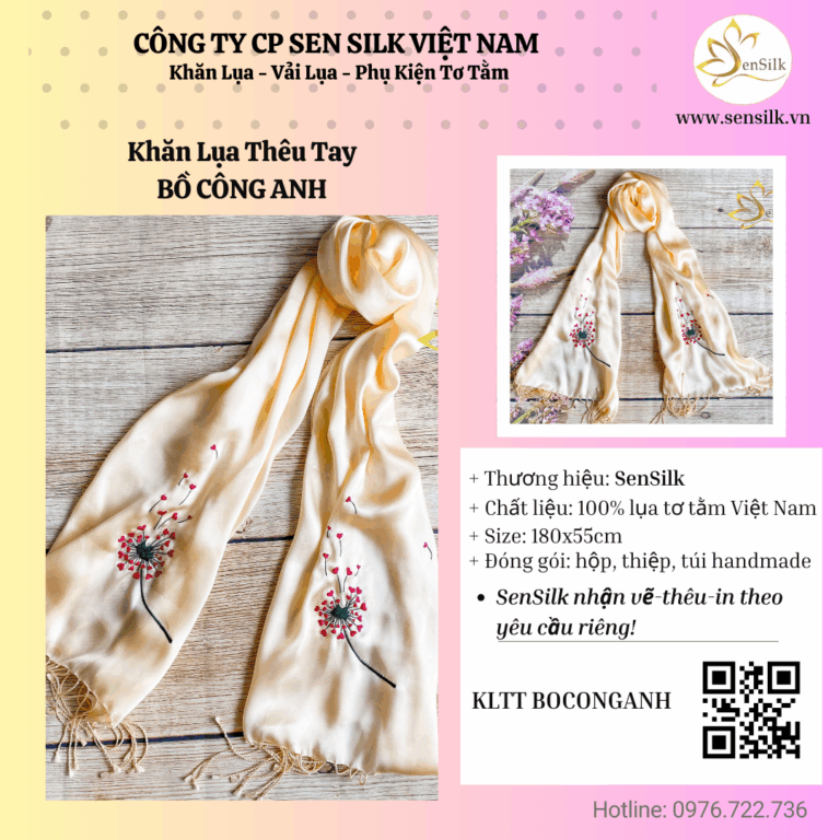 ✨ KHĂN LỤA THÊU TAY: HƠI THỞ NGHỆ THUẬT VIỆT ✨