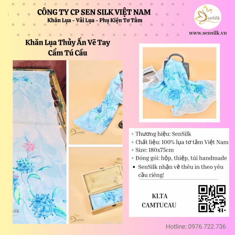 💙 “Khăn Lụa Cẩm Tú Cầu – Vẻ Đẹp Của Sự Nhẹ Nhàng Và Thanh Khiết”