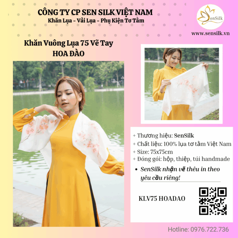 ✨ “Khăn lụa Hoa Đào – Nét chạm truyền thống Việt” ✨
