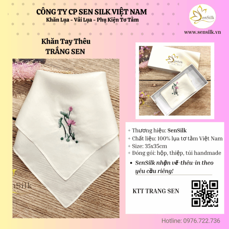 ✨ Khăn Tay Thêu Trắng Sen – Khi vẻ đẹp truyền thống chạm đến hiện đại ✨