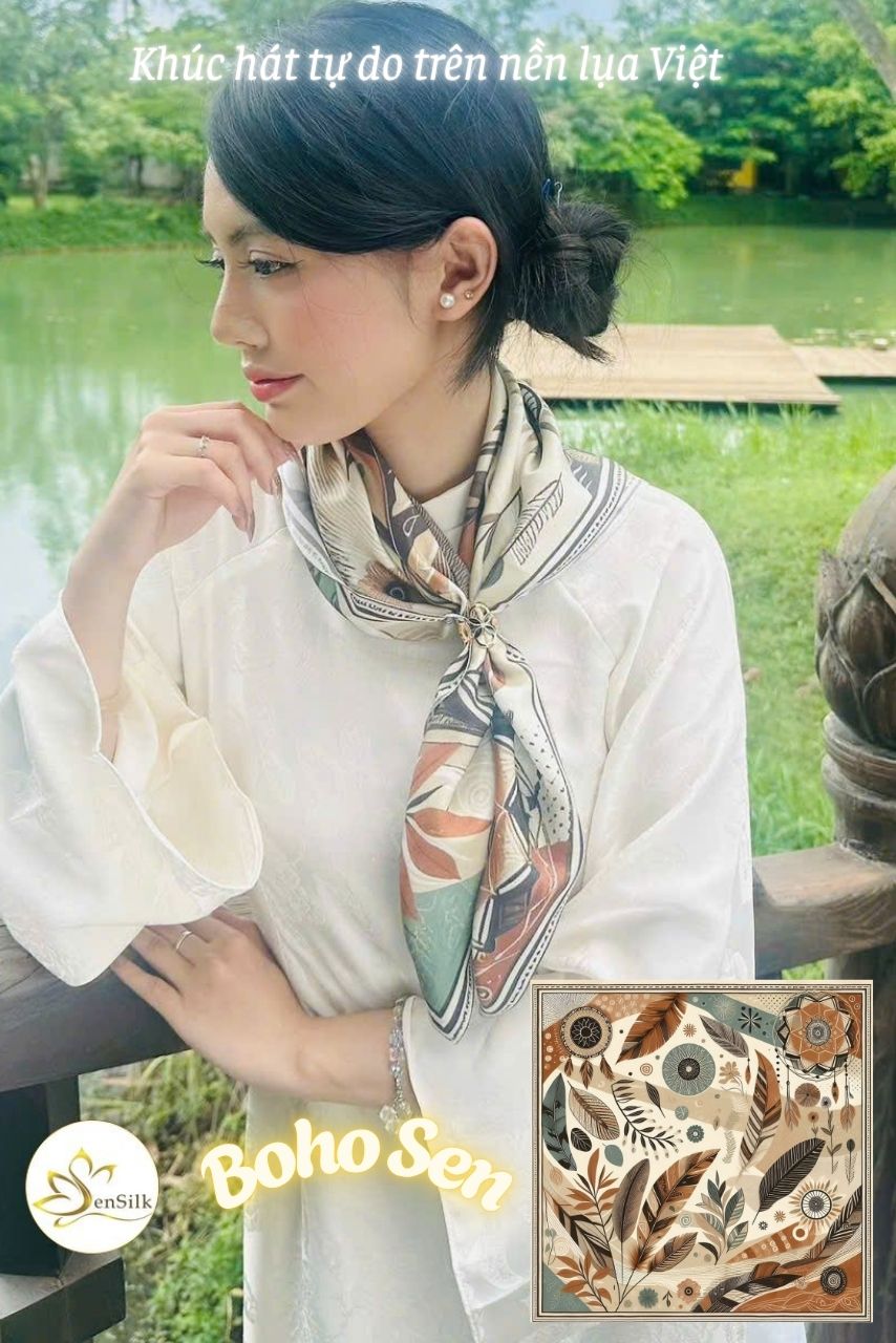 Người mâu choàng khăn lụa in kỹ thuật số SenSilk BohoSen