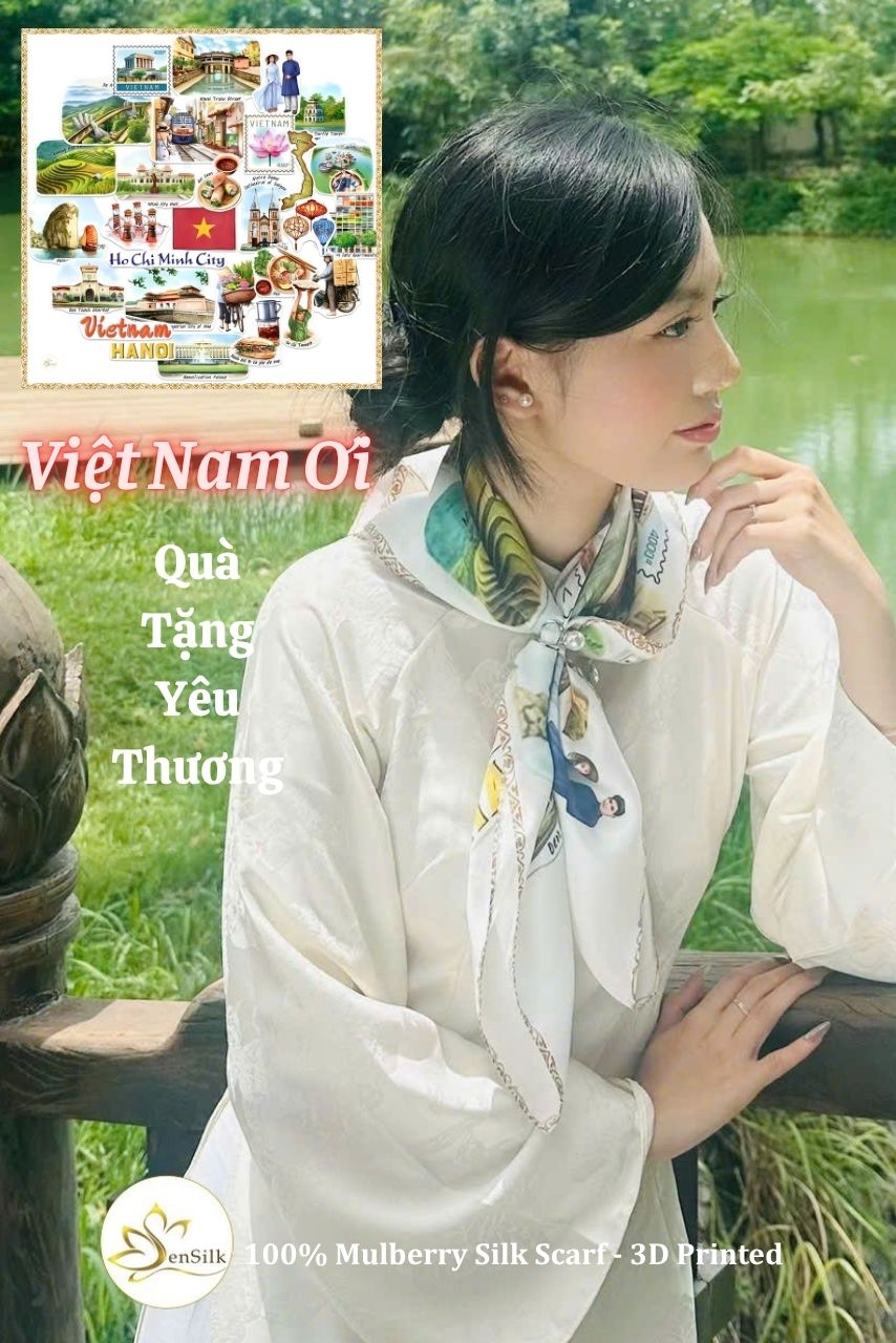 khăn lụa tơ tằm in 3D Việt Nam ơi SenSilk