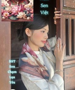 Khăn Lụa Cao Cấp 65x65cm In Nón Sen Việt - Phụ Kiện Thời Trang Cho Quý Cô - Quà Tặng Lụa Đẳng Cấp