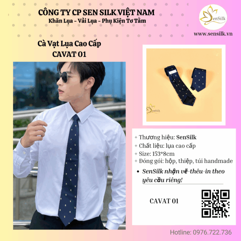 ⭐ CÀ VẠT LỤA SEN SILK: CHI TIẾT NHỎ – GIÁ TRỊ LỚN