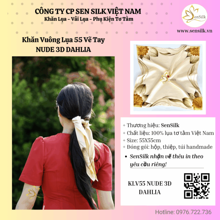 🌹 Khăn Lụa Vuông Vẽ Tay Hoa Dahlia – Vẻ Đẹp Sang Trọng Dành Tặng Thầy Cô 20/11