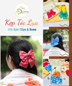 Người mẫu kẹp tóc lụa tơ tằm SenSilk