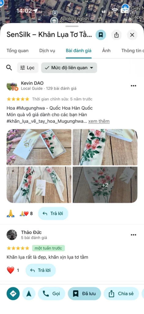 Đánh giá của khách hàng tại SenSilk Hà Nội trên Google Maps