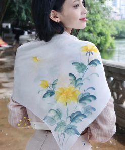 Khăn Lụa Vuông Vẽ Tay 75x75cm
