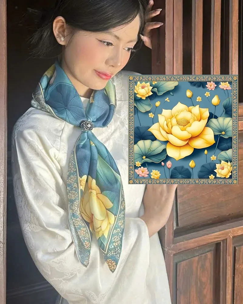 Khăn lụa in kỹ thuật số 3D SenSilk cao cấp họa tiết sang trọng