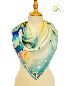 Khăn lụa tơ tằm hoa sen Thiên Vân Hạc SenSilk
