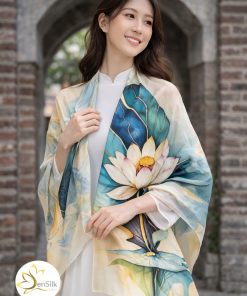 Khăn choàng lụa tơ tằm hoa sen Thái Liên Ngọc SenSilk