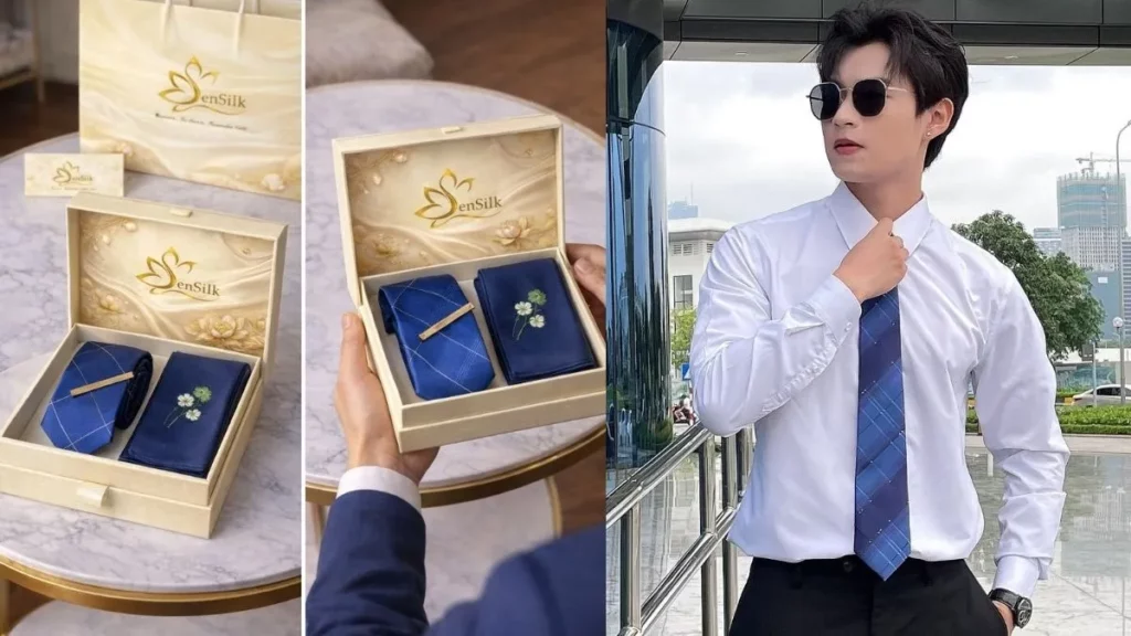 Hộp quà khăn lụa cao cấp SenSilk vẽ tay sang trọng làm quà tặng