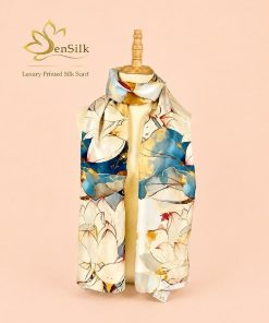 Khăn lụa tơ tằm Sen Nhã Lam SenSilk thiết kế hoa sen nghệ thuật in kỹ thuật số cao cấp