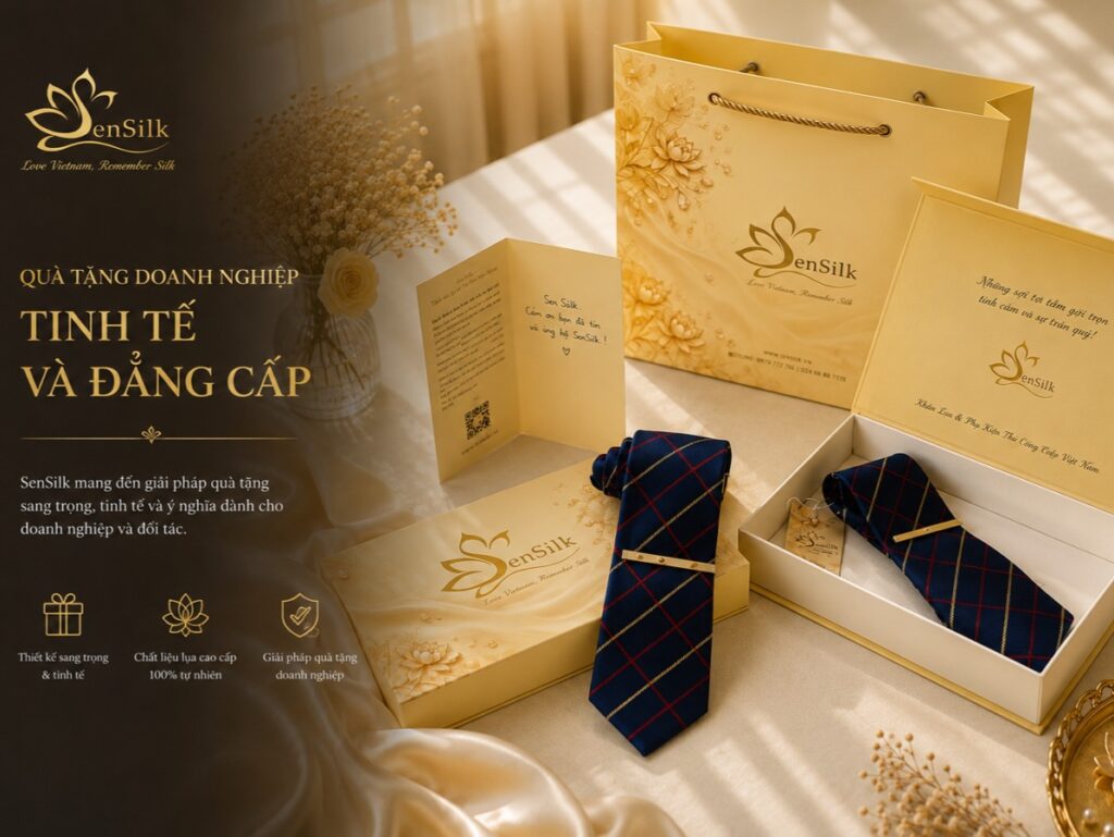 Hộp quà cà vạt lụa cao cấp SenSilk dành cho đối tác, khách hàng VIP và doanh nhân.