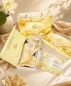 Bộ quà tặng khăn lụa tơ tằm Mai Vũ in 3D SenSilk