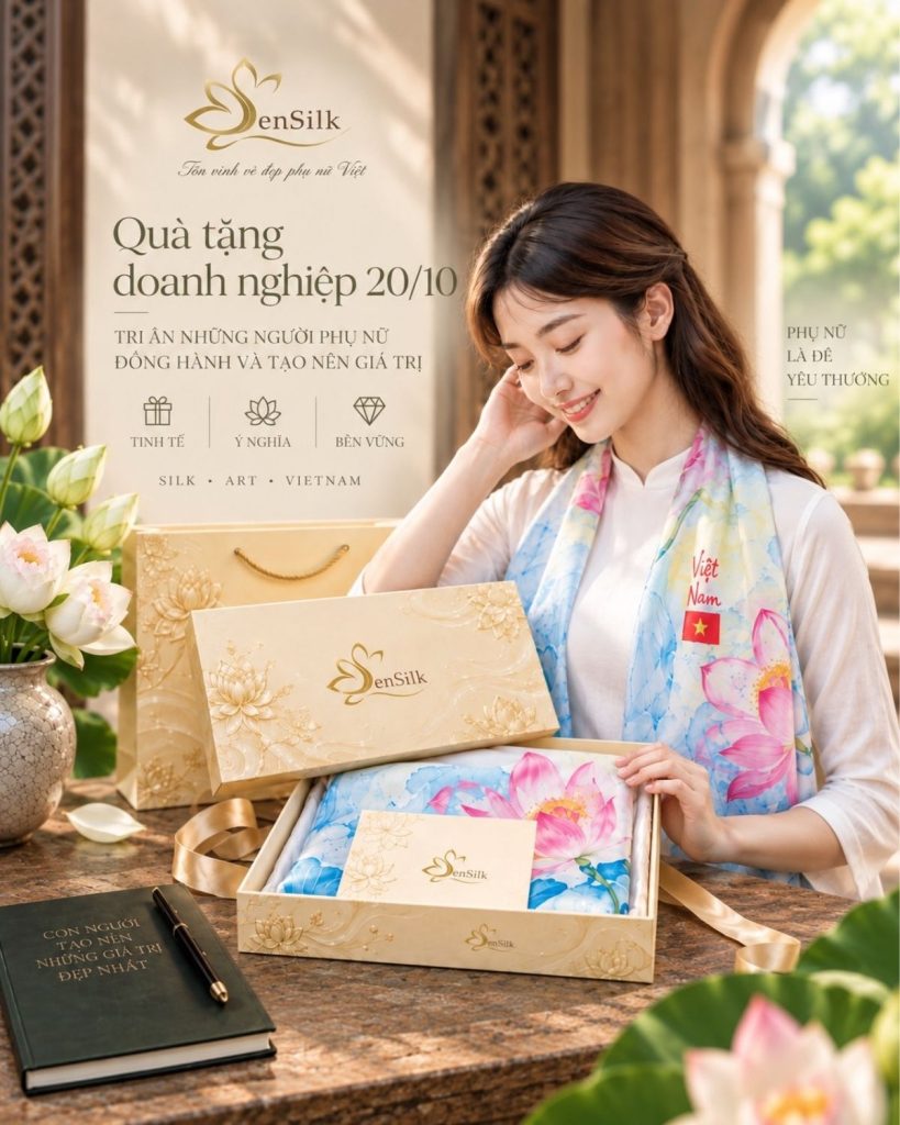 Quà tặng doanh nghiệp 20/10 với khăn lụa SenSilk dành cho phụ nữ