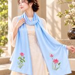 Khăn Choàng Cổ Lụa Tơ Tằm Thêu Tay Hoa Sen | SenSilk
