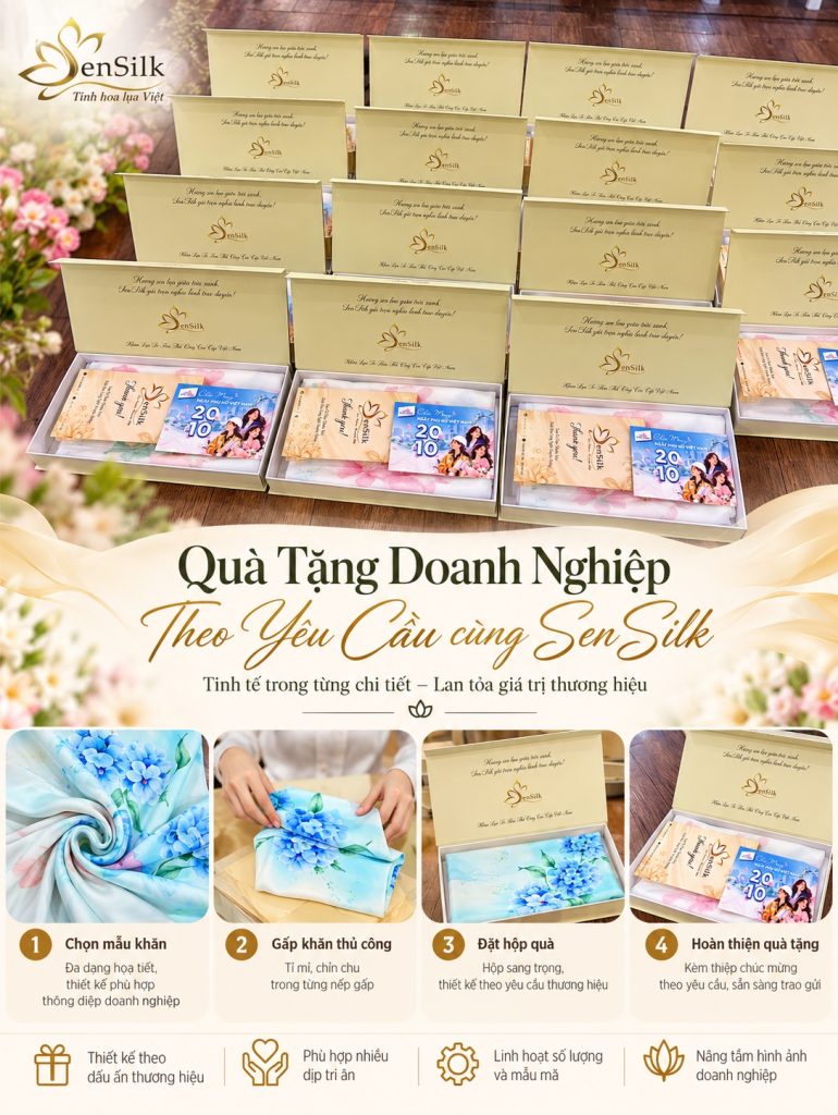 Quà tặng doanh nghiệp theo yêu cầu với khăn lụa SenSilk